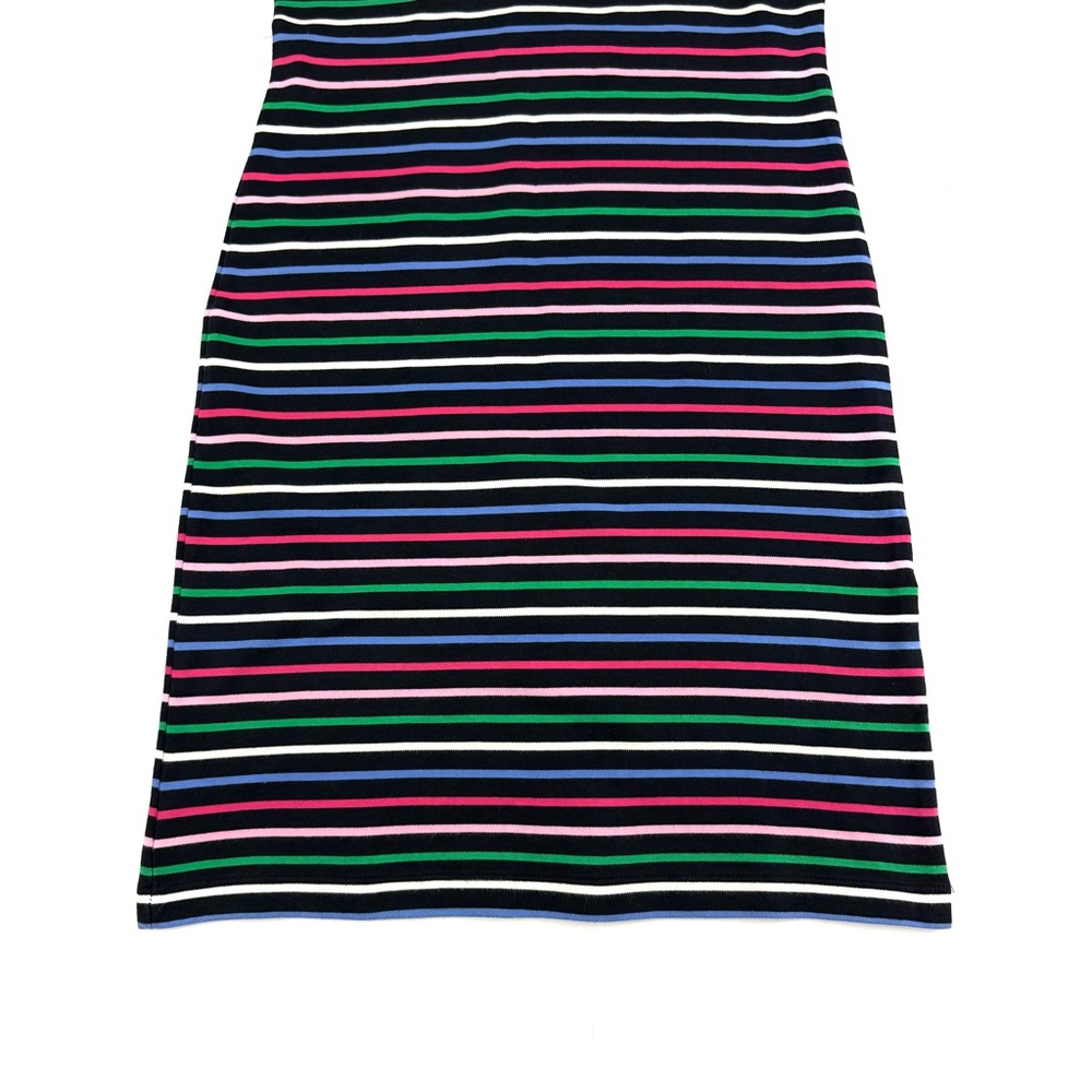 Talbots Cotton Shirt Dress Colorful Striped Dress Short Sleeve Bow V-neck - Picture 4 of 6